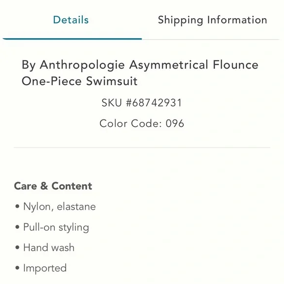 ✨ Anthropologie Asymmetrical Flounce One-Piece Swimsuit Sz XL - Picture 5 of 10